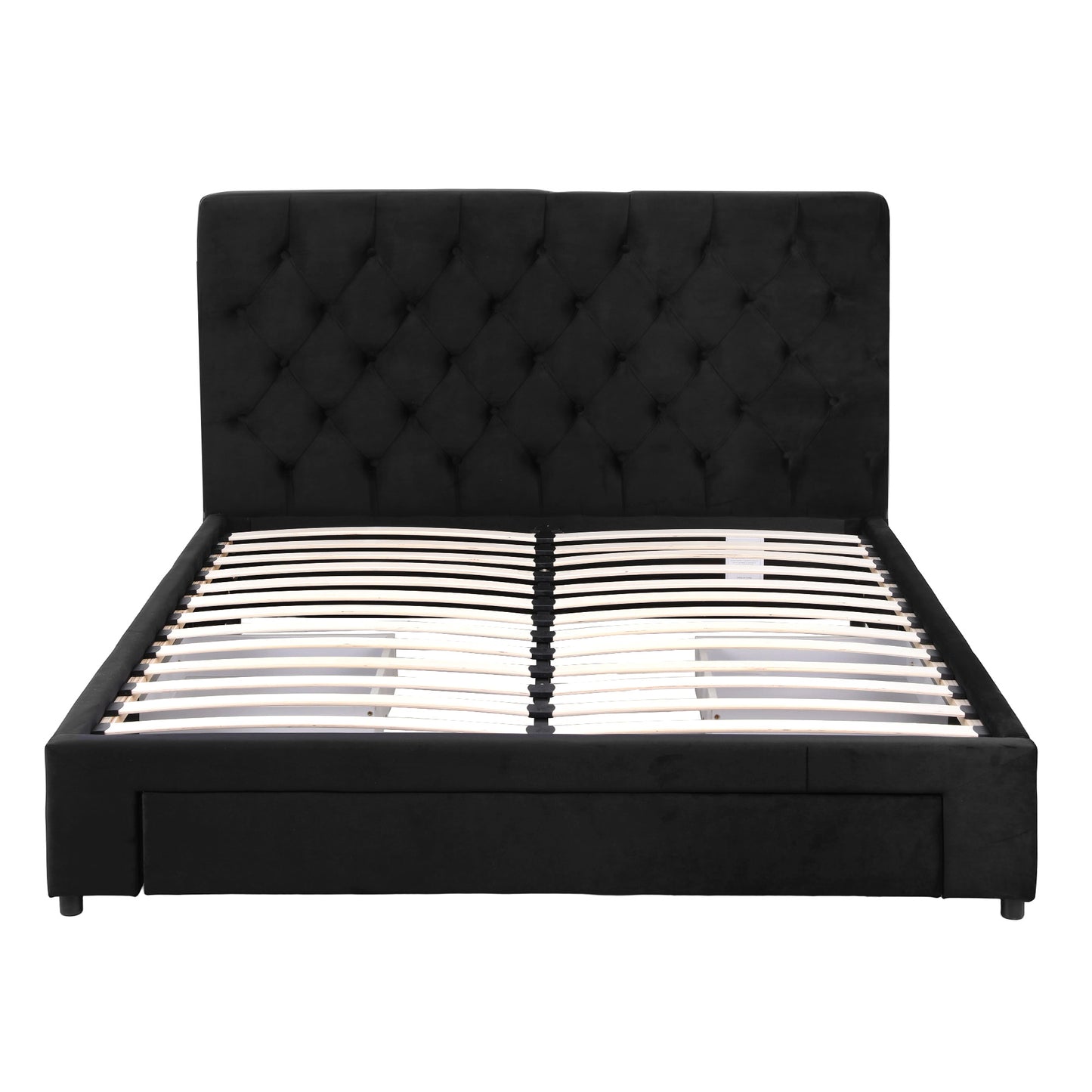 Artiss Double Bed Frame Storage Charging Station Upholstered 3 Drawers USB Type-C BFRAME-G-LUNA-D-BK-ABC
