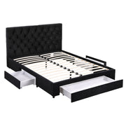 Artiss Double Bed Frame Storage Charging Station Upholstered 3 Drawers USB Type-C