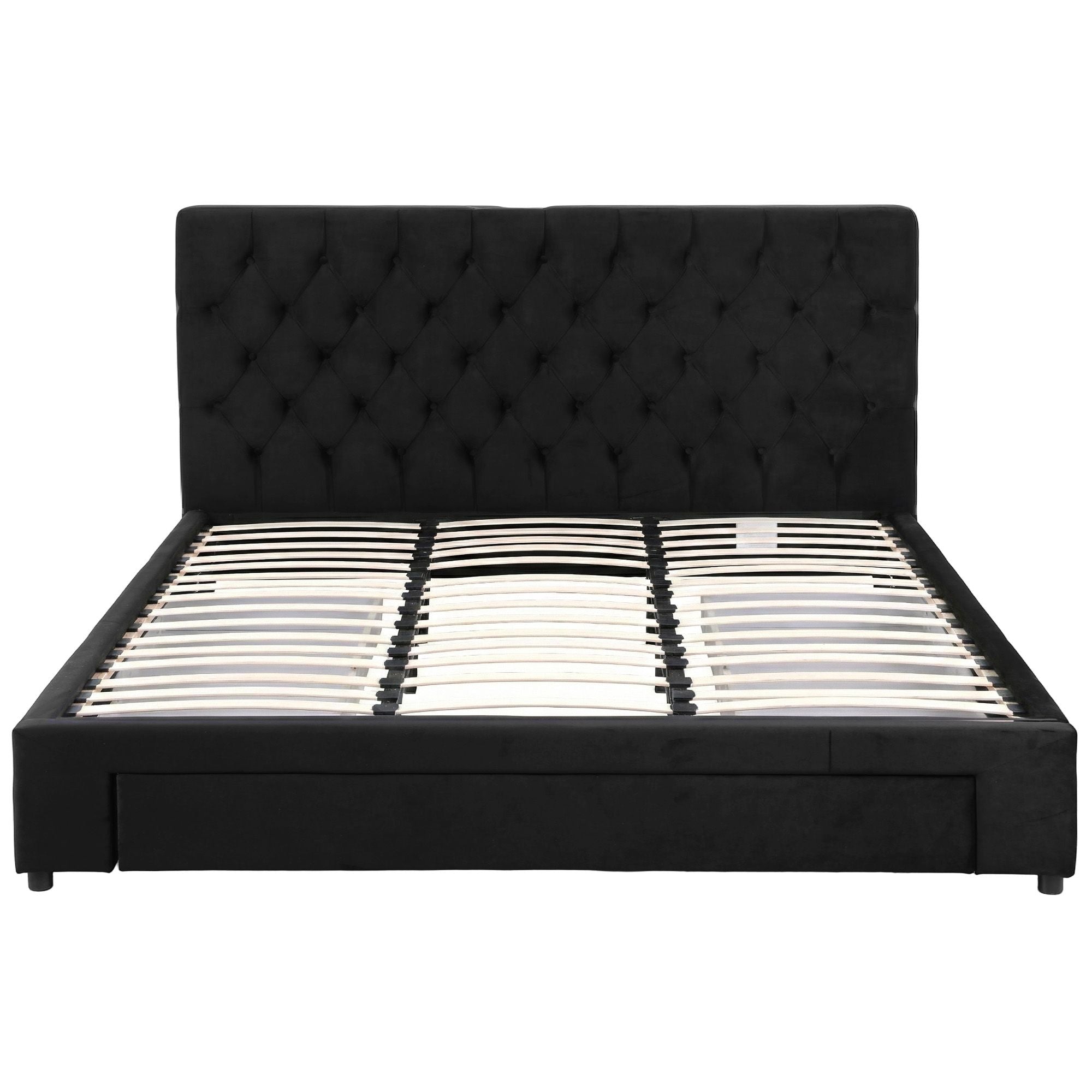 Artiss King Bed Frame Storage Charging Station Upholstered 3 Drawers USB Type-C BFRAME-G-LUNA-K-BK-ABC