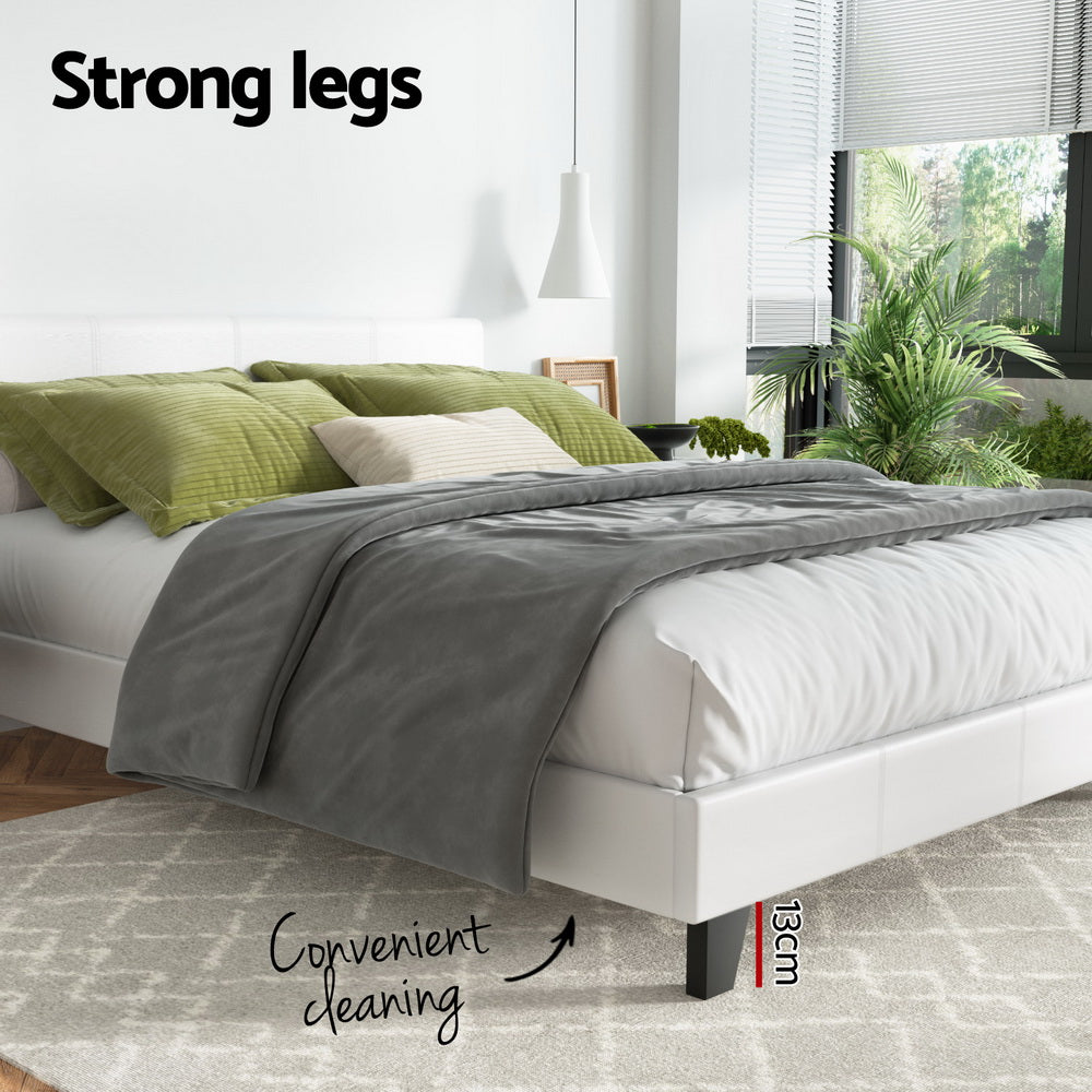Artiss Bed Frame Queen Size White NEO BFRAME-G-NEO-Q-WH-AB