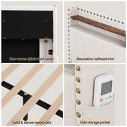 Artiss Queen Upholstered Bed Frame with Shelf Storage Drawers Charging Station Mood Lighting Linen BFRAME-G-NOUVEA-Q-BG-ABC