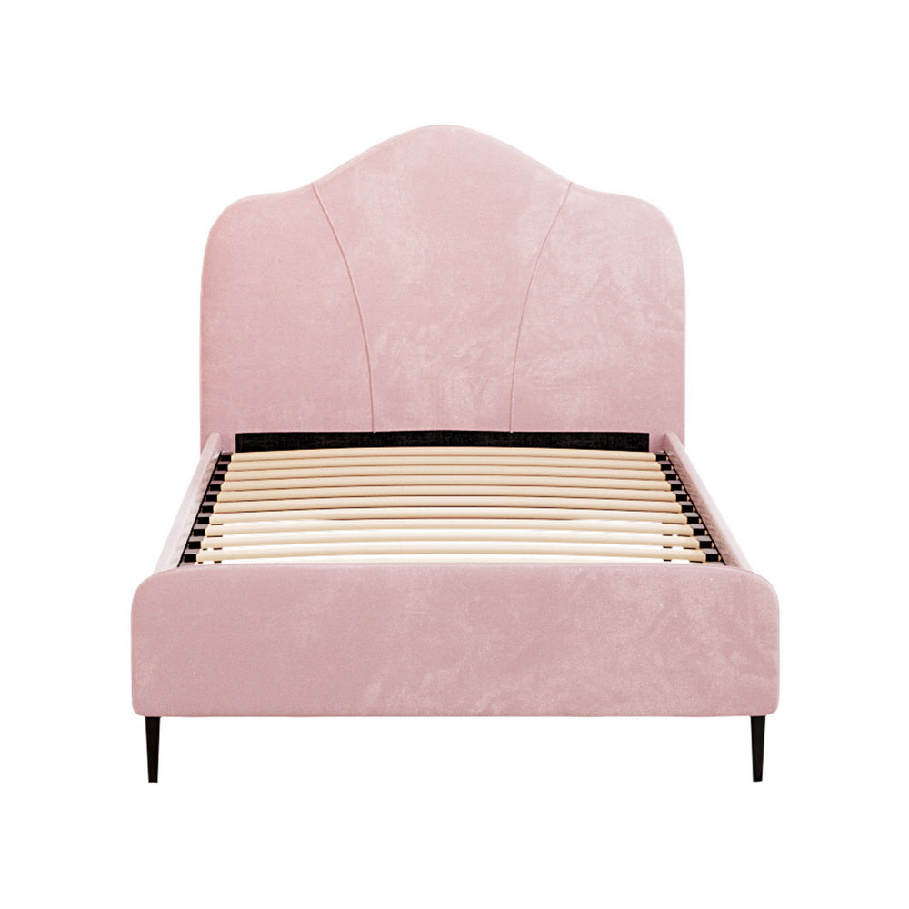 Artiss Bed Frame King Single Size Velvet Pink OLAN BFRAME-G-OLAN-KS-PK-ABC