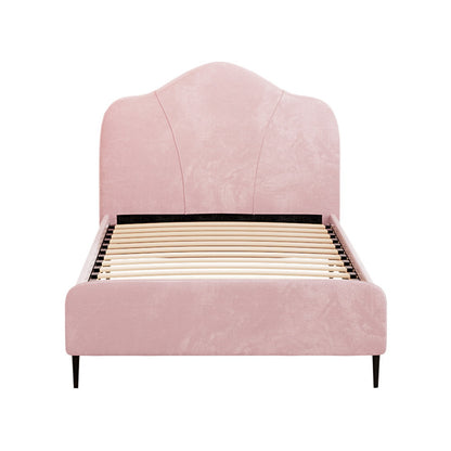 Artiss Bed Frame King Single Size Velvet Pink OLAN BFRAME-G-OLAN-KS-PK-ABC