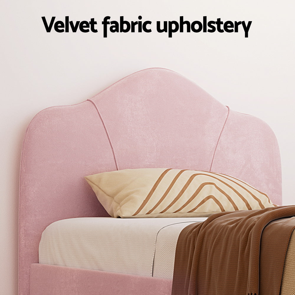 Artiss Bed Frame King Single Size Velvet Pink OLAN BFRAME-G-OLAN-KS-PK-ABC