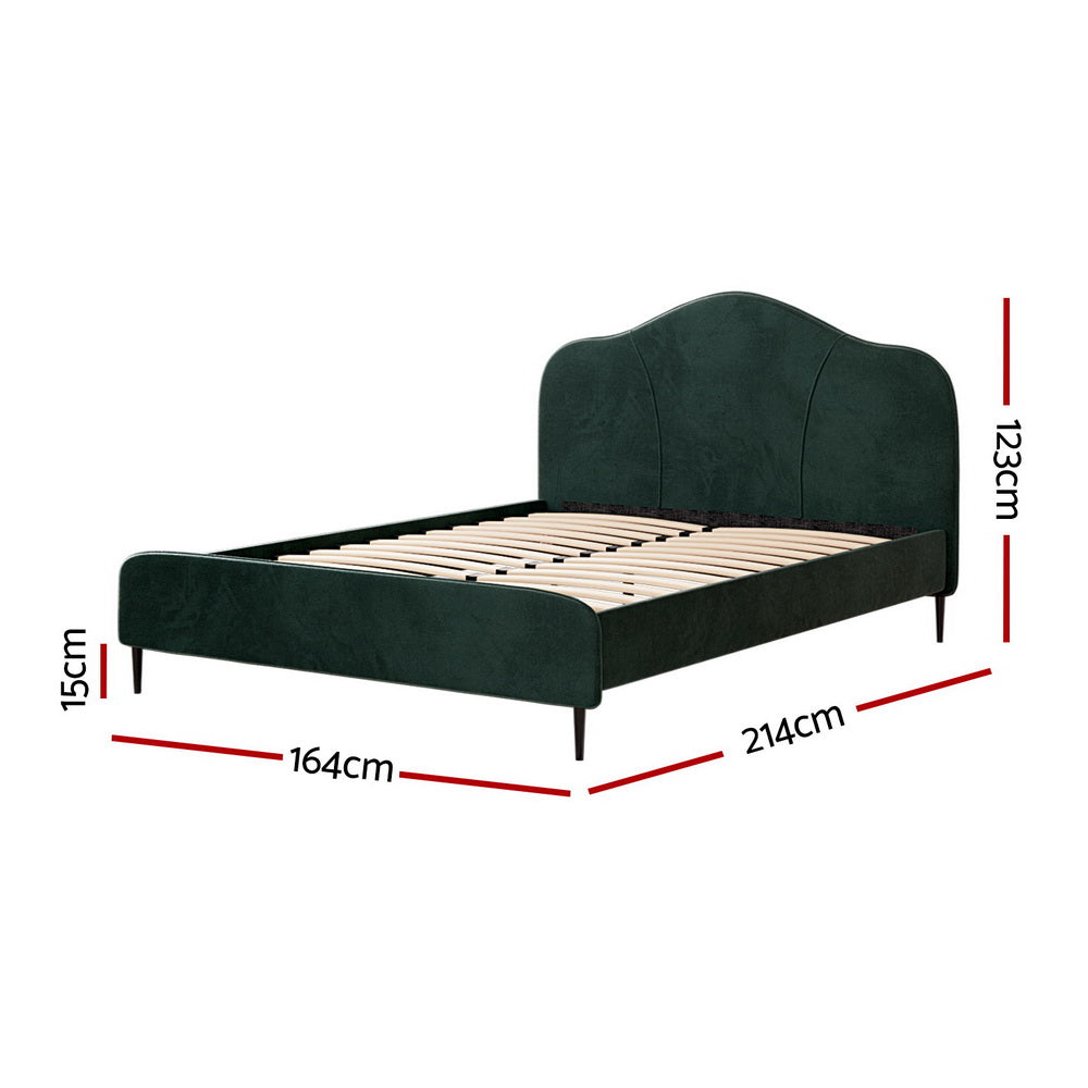 Artiss Bed Frame Queen Size Velvet Dark Green OLAN BFRAME-G-OLAN-Q-GN-ABC