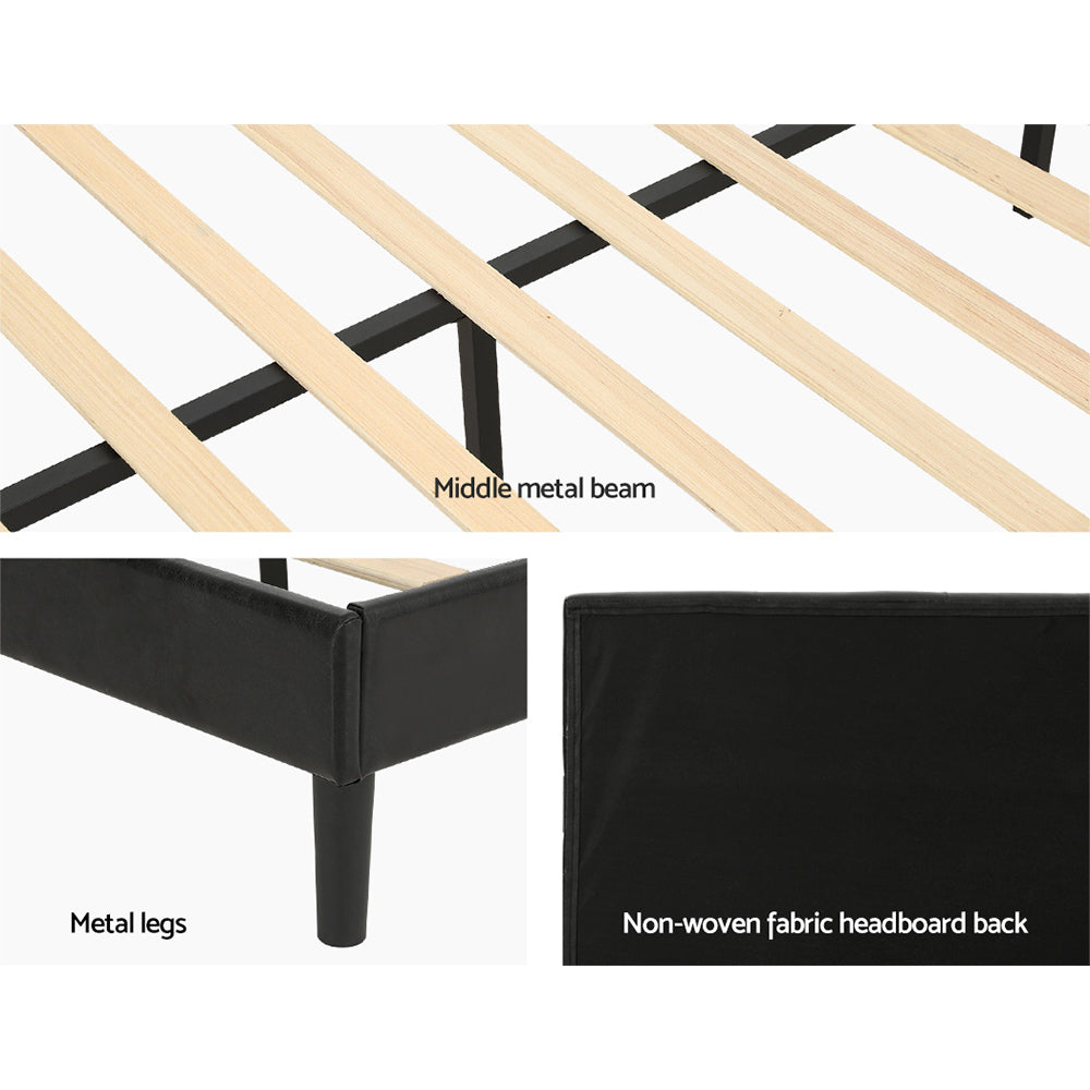 Artiss Bed Frame Double Size LED Black RAVI BFRAME-G-RAVI-D-BK-ABC