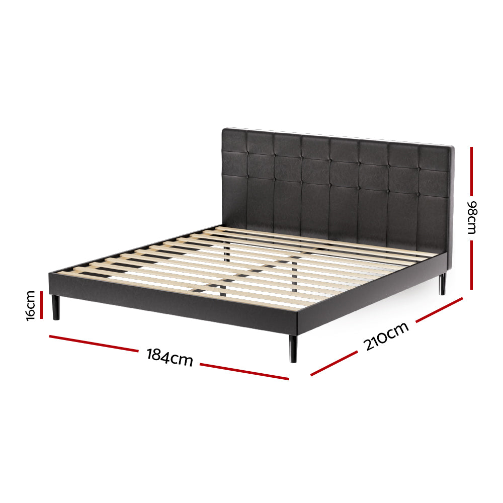 Artiss RAVI Black LED King Bed Frame BFRAME-G-RAVI-K-BK-ABC