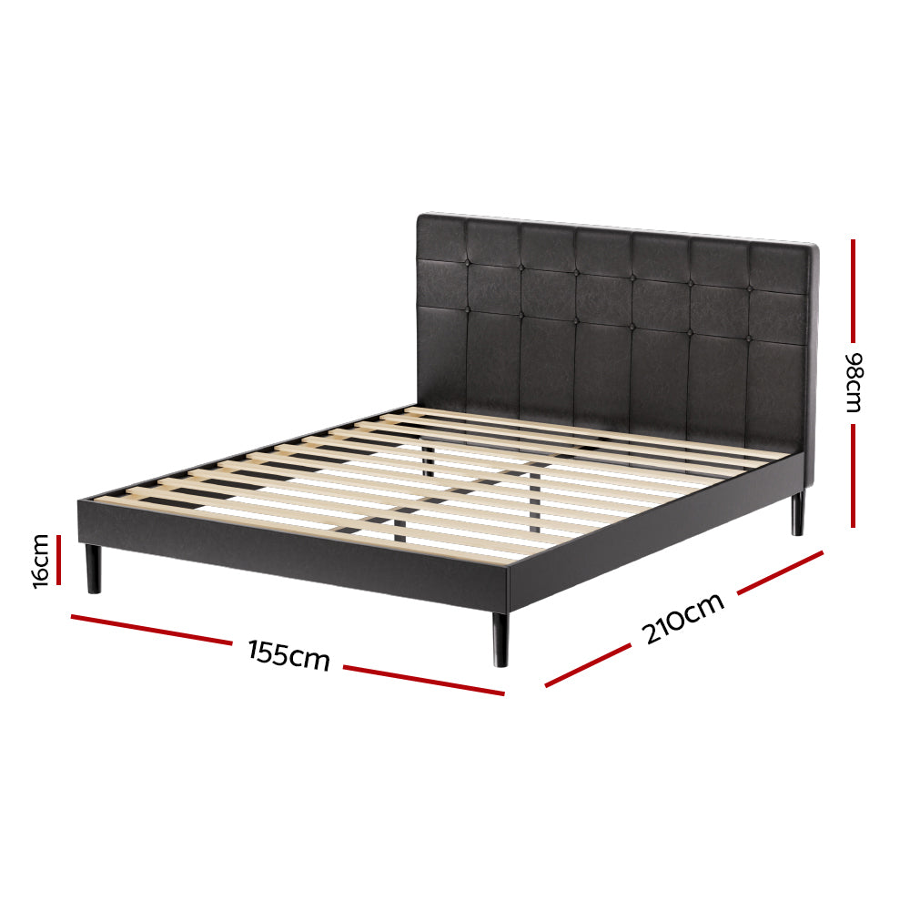 Artiss RAVI Black LED Queen Bed Frame BFRAME-G-RAVI-Q-BK-ABC