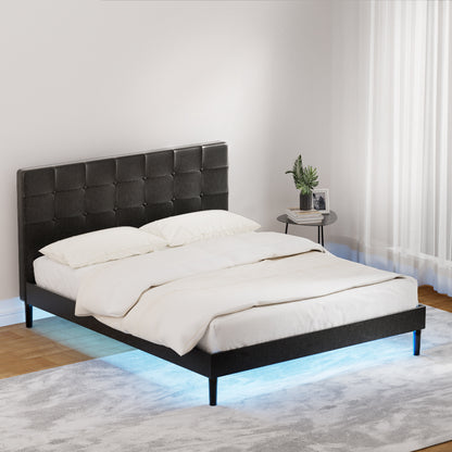 Artiss Bed Frame Queen Size LED Black RAVI BFRAME-G-RAVI-Q-BK-ABC