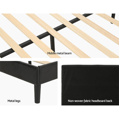 Artiss Bed Frame Queen Size LED Black RAVI BFRAME-G-RAVI-Q-BK-ABC