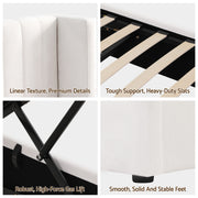 Artiss Double Bed Frame with Gaslift Storage USB Type-C Charging Ports Velvet Upholstery White