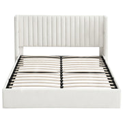 Artiss King Bed Frame with Gaslift Storage USB Type-C Charging Ports Velvet Upholstery White