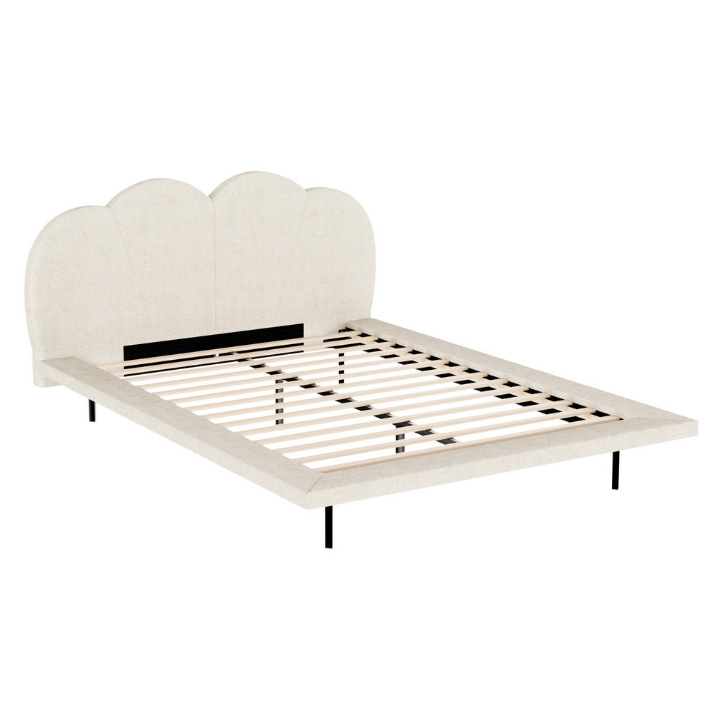 Artiss Bed Frame Queen Size Boucle Beige SASA BFRAME-G-SASA-Q-BG-AB