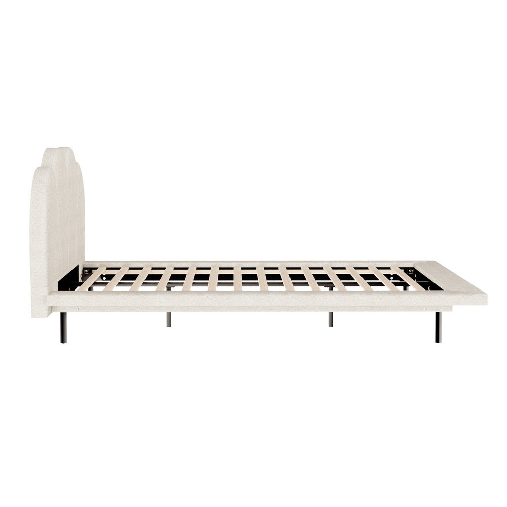 Artiss SASA Beige Queen Boucle LED Bed Frame BFRAME-G-SASA-Q-BG-AB