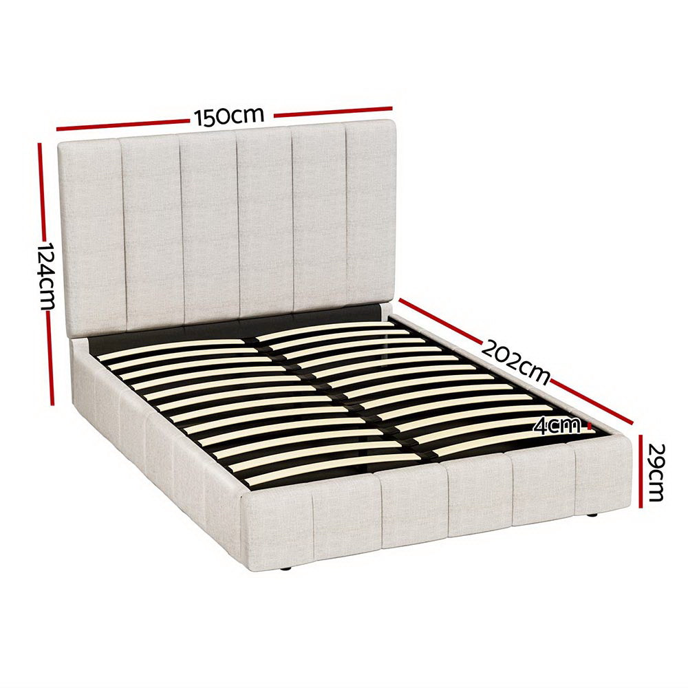 Artiss Bed Frame Double Size Beige TETTE BFRAME-G-TETTE-D-BG-ABC
