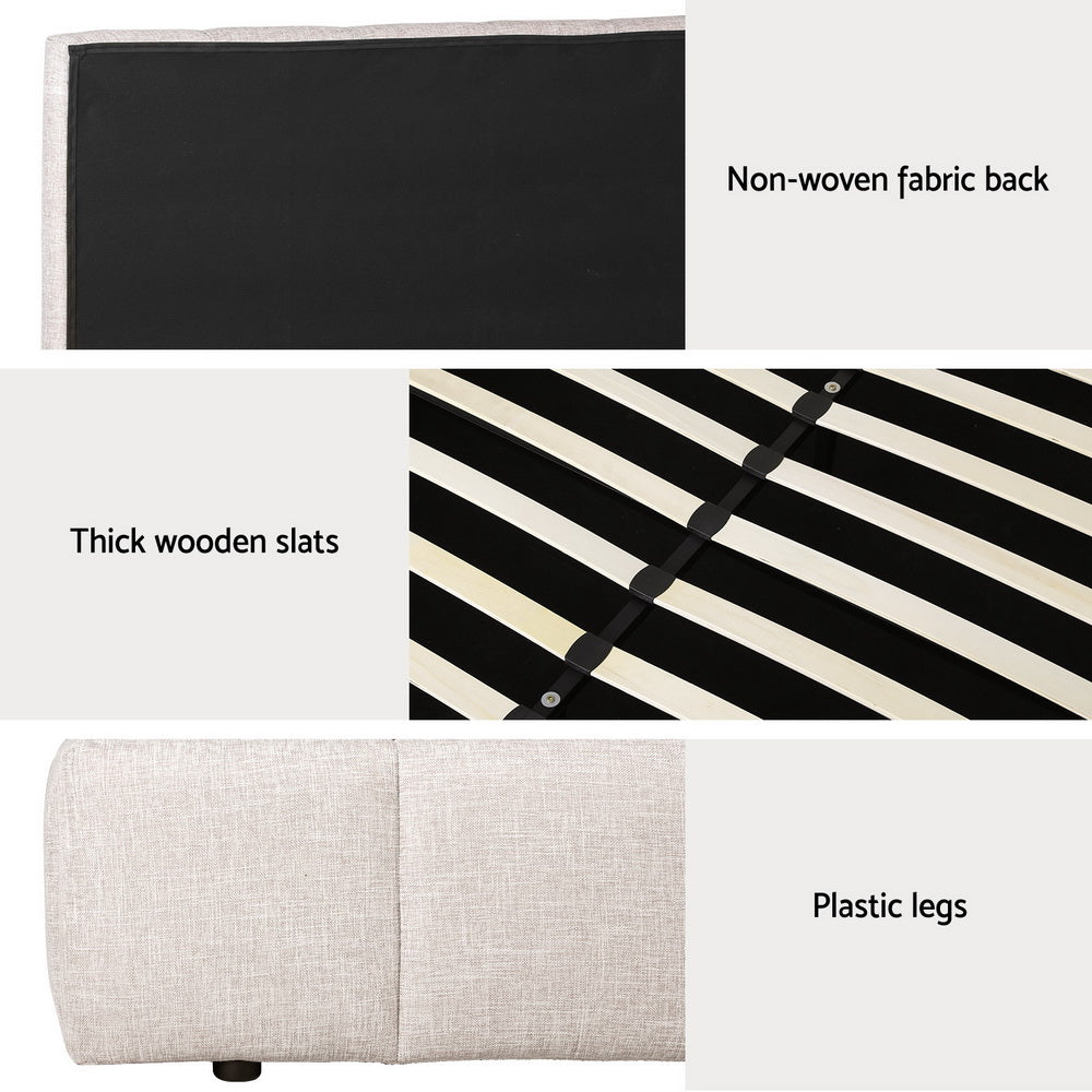 Artiss Bed Frame Queen Size Beige TETTE BFRAME-G-TETTE-Q-BG-ABC