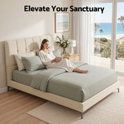 Artiss Double Bed Frame Upholstered Platform Bed with Tufted Headboard 300kg Support