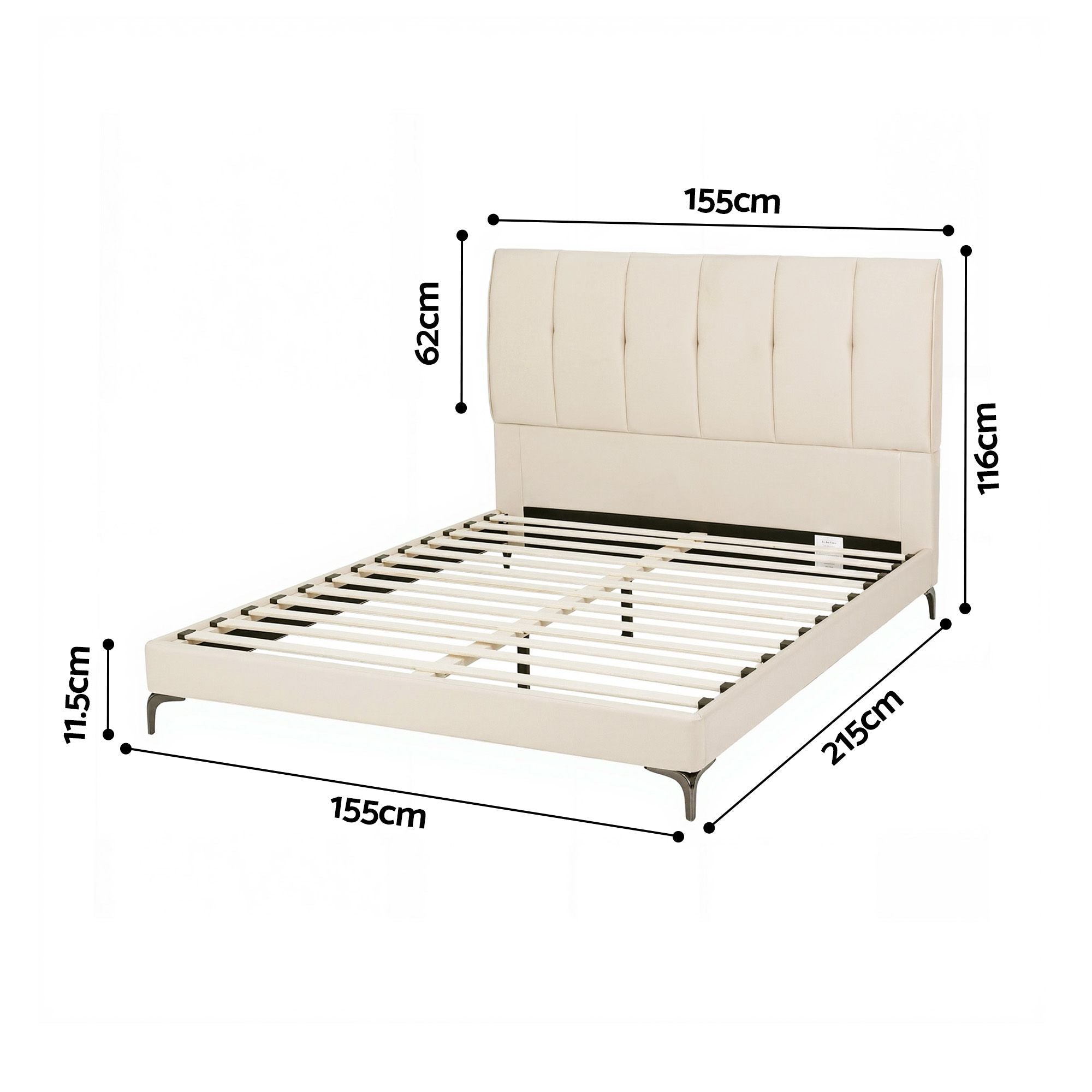 Artiss ZENITH Queen Upholstered Bed Frame – Cream White
