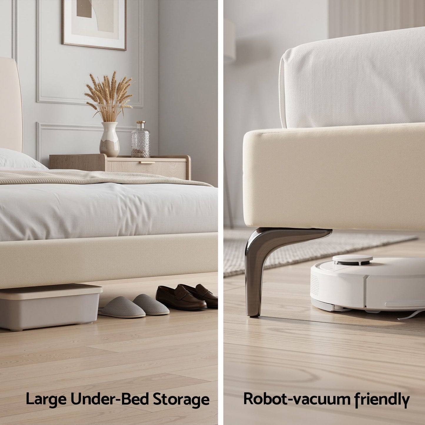 Artiss Queen Bed Frame Upholstered Platform Bed with Tufted Headboard 300kg Support BFRAME-G-ZENITH-Q-BG-ABC
