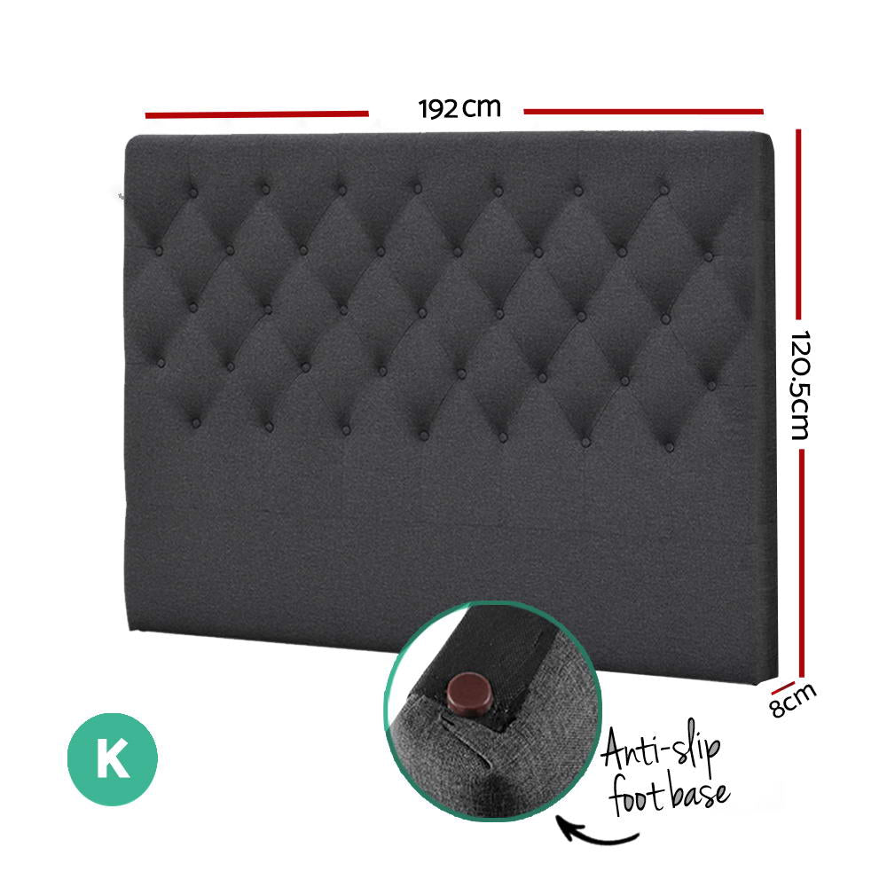 Artiss Bed Head Headboard King Size Fabric - CAPPI Charcoal BFRAME-H-CAPPI-K-CHAR