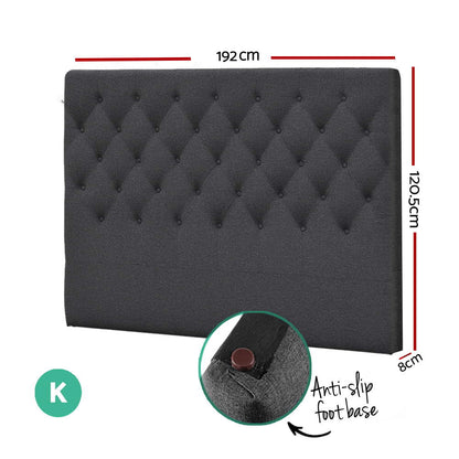 Artiss Bed Head Headboard King Size Fabric - CAPPI Charcoal BFRAME-H-CAPPI-K-CHAR