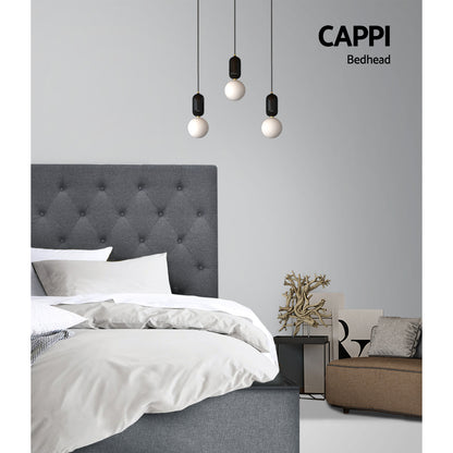 Artiss Bed Head Headboard King Single Size Fabric - CAPPI Grey BFRAME-H-CAPPI-KS-GY