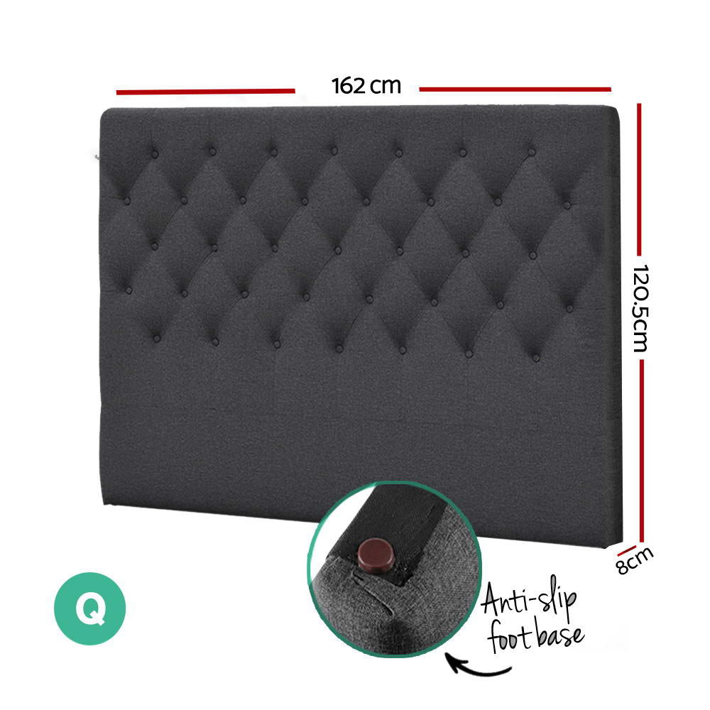 Artiss Bed Head Headboard Queen Size Fabric - CAPPI Charcoal BFRAME-H-CAPPI-Q-CHAR