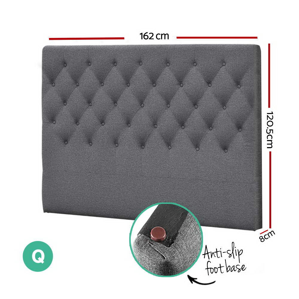 Artiss Bed Head Headboard Queen Size Fabric - CAPPI Grey BFRAME-H-CAPPI-Q-GY