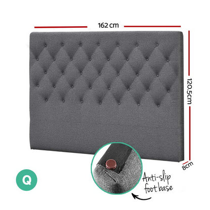 Artiss Bed Head Headboard Queen Size Fabric - CAPPI Grey BFRAME-H-CAPPI-Q-GY
