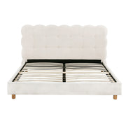 Artiss Double Bed Frame Cloud Headboard Boucle Fabric Mattress Platform Base White
