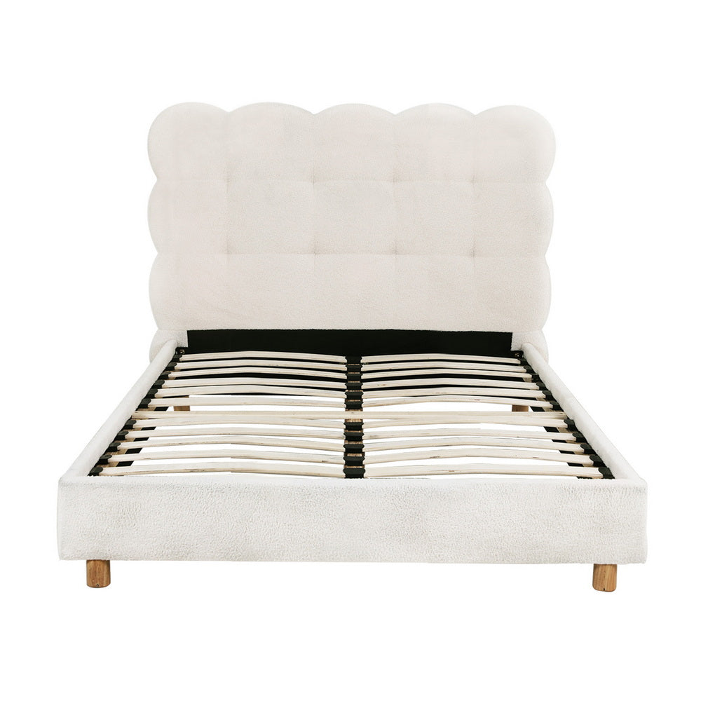 Artiss King Single Bed Frame Cloud Headboard Boucle Fabric Mattress Platform Base White BFRAME-H-CLOUD-KS-WH-AB