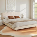 Artiss Queen Bed Frame Cloud Headboard Boucle Fabric Mattress Platform Base White