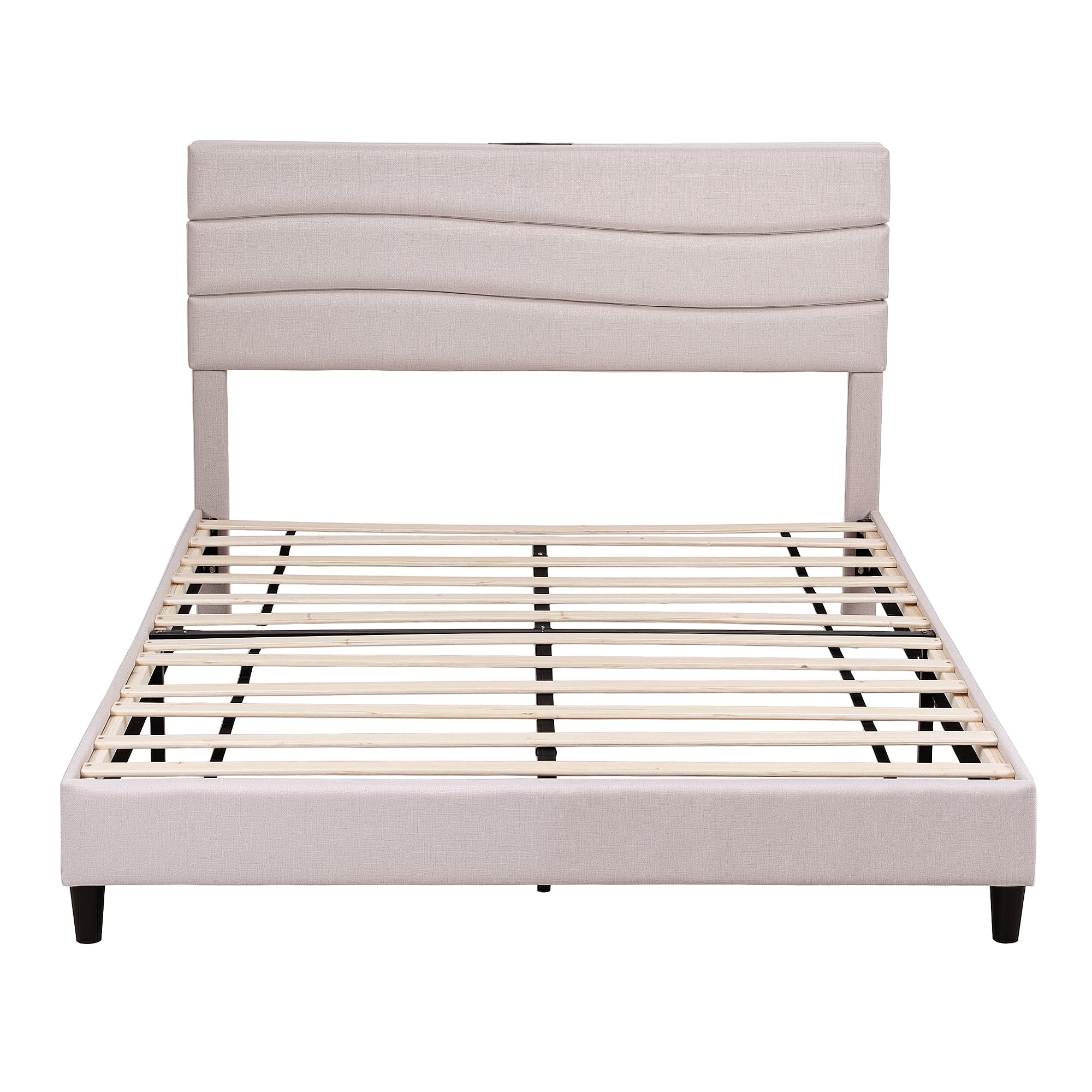 Artiss Queen Bed Frame with Storage Adjustable Headboard Platform Base Linen Fabric Charging Ports BFRAME-H-COZEY-Q-BG-AB