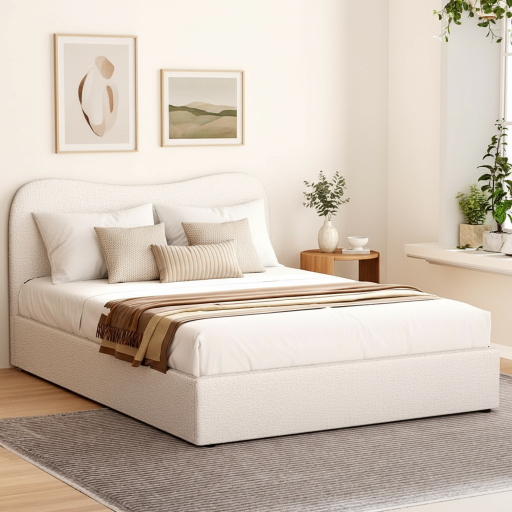 Artiss DARA Beige Boucle King Bed Frame
