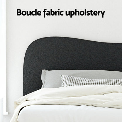 Artiss Bed Frame King Single Size Boucle DARA BFRAME-H-DARA-KS-BK-ABC
