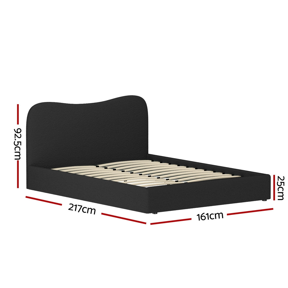 Artiss DARA Black Boucle Queen Bed Frame