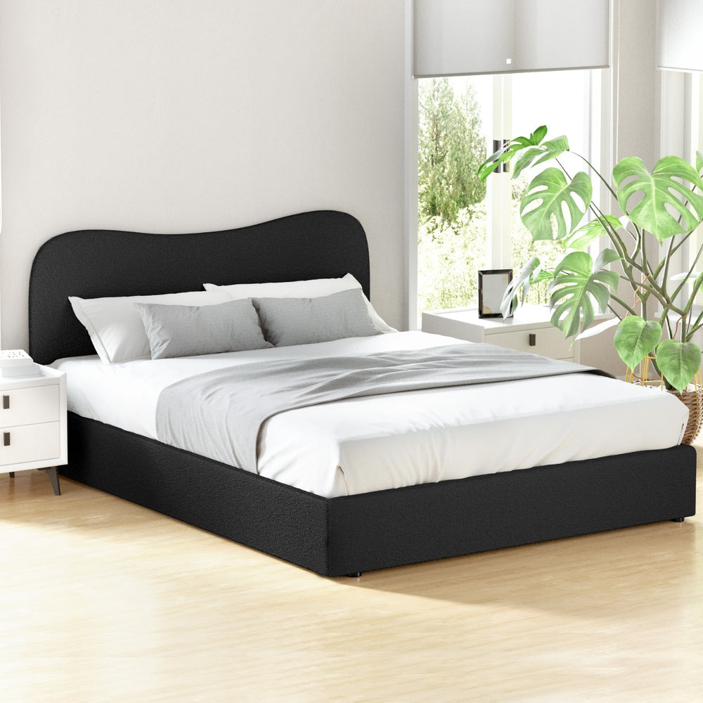 Artiss DARA Black Boucle Queen Bed Frame
