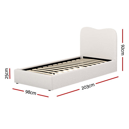 Artiss Bed Frame Single Size Boucle DARA BFRAME-H-DARA-S-WH-AB