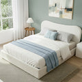 Artiss DARAGS Beige White Queen Boucle Gas Lift Bed Frame