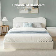 Artiss DARAGS Beige White Queen Boucle Gas Lift Bed Frame