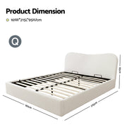 Artiss DARAGS Beige White Queen Boucle Gas Lift Bed Frame
