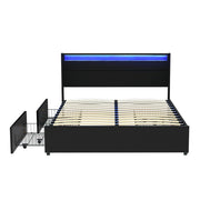 Artiss Bed Frame Double Size LED with 4 Drawers Black DUNN BFRAME-H-DUNN-D-BK-ABC