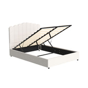 Artiss FION Beige Boucle Double Gas Lift Bed Frame