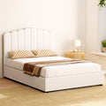 Artiss FION Beige Boucle Double Gas Lift Bed Frame