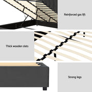 Artiss FION Grey King Velvet Gas Lift Bed Frame