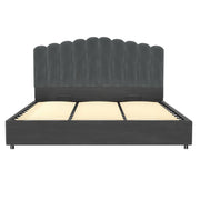 Artiss FION Grey King Velvet Gas Lift Bed Frame