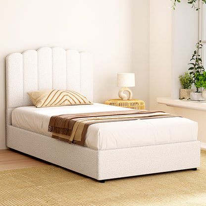 Artiss Bed Frame King Single Size Boucle FION BFRAME-H-FION-KS-WH-ABC