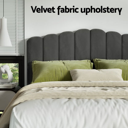 Artiss Bed Frame Queen Size Velvet Grey FION BFRAME-H-FION-Q-GY-ABC