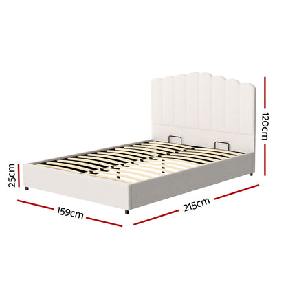 Artiss Bed Frame Queen Size Boucle FION BFRAME-H-FION-Q-WH-ABC