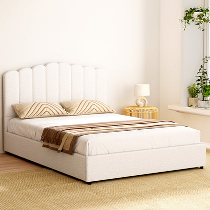 Artiss Bed Frame Queen Size Boucle FION BFRAME-H-FION-Q-WH-ABC